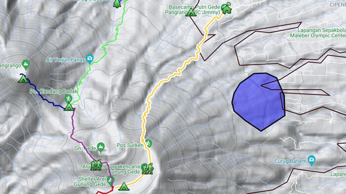 peta jalur pendakian gunung gede pangrango
